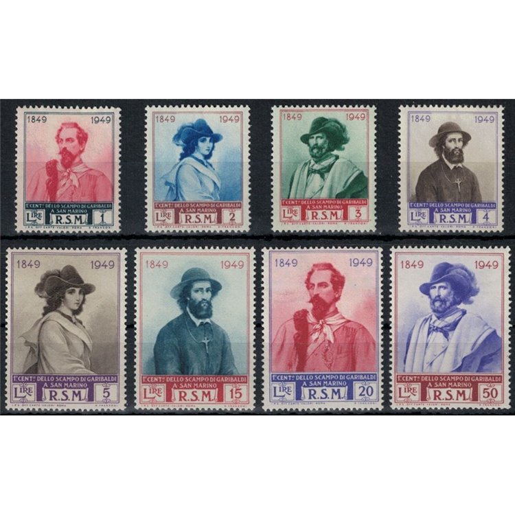 SAN MARINO 1949 Garibaldi 8v MNH**