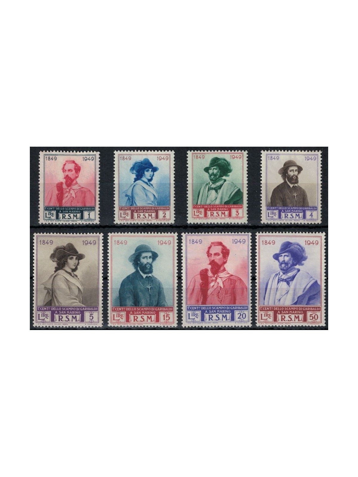 SAN MARINO 1949 Garibaldi 8v MNH**