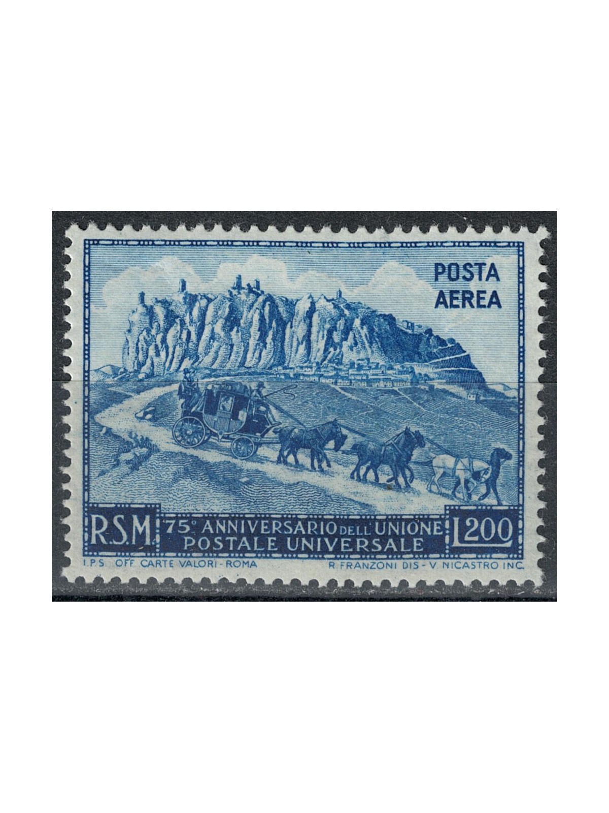SAN MARINO 1950 Anniversario UPU (posta aerea) £ 200 da BF MNH**
