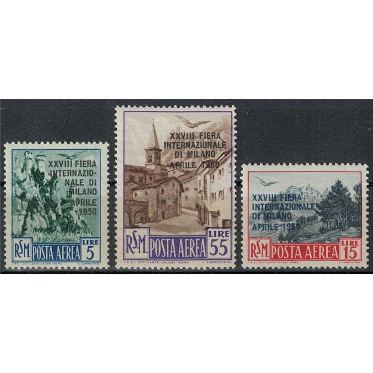 SAN MARINO 1950 Milan Fair (airmail) 3v MNH**