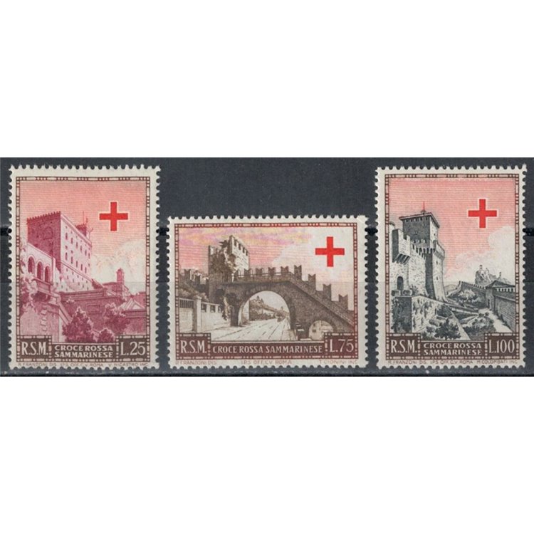 SAN MARINO 1951 Pro Croce Rossa 3v MNH**