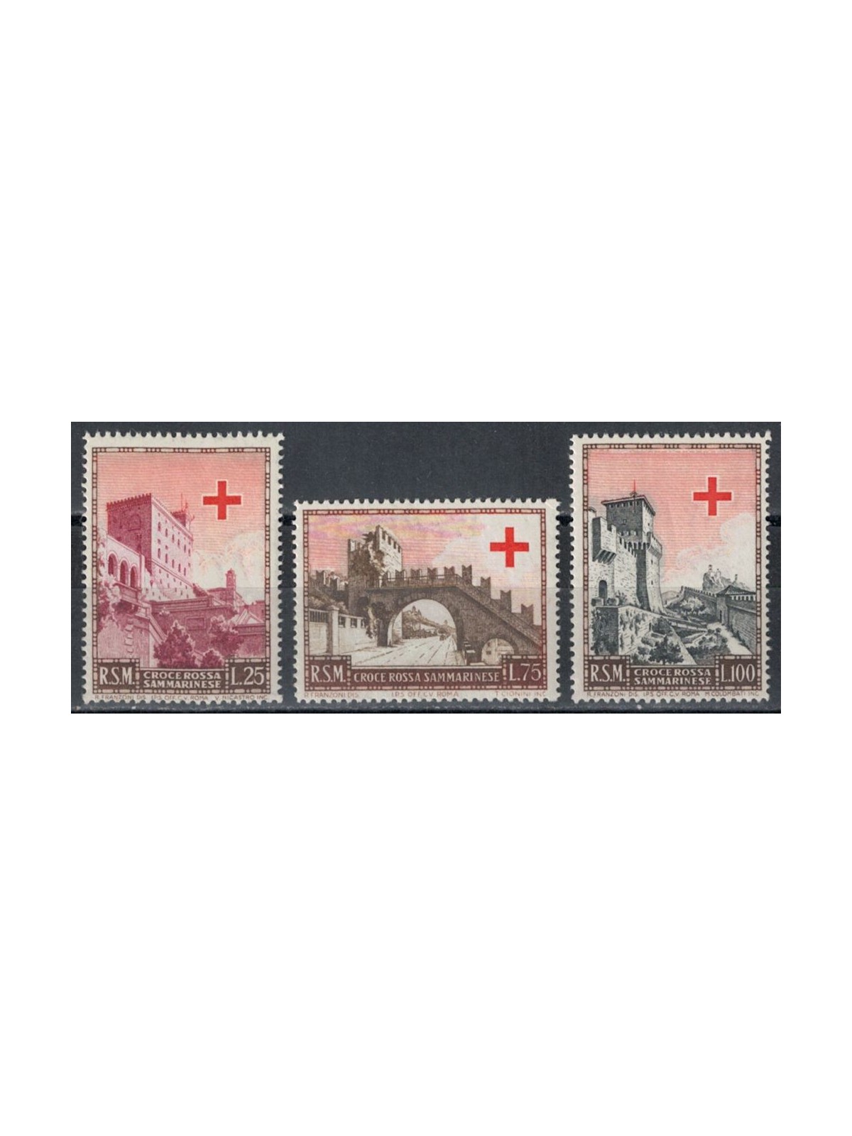 SAN MARINO 1951 Pro Croce Rossa 3v MNH**