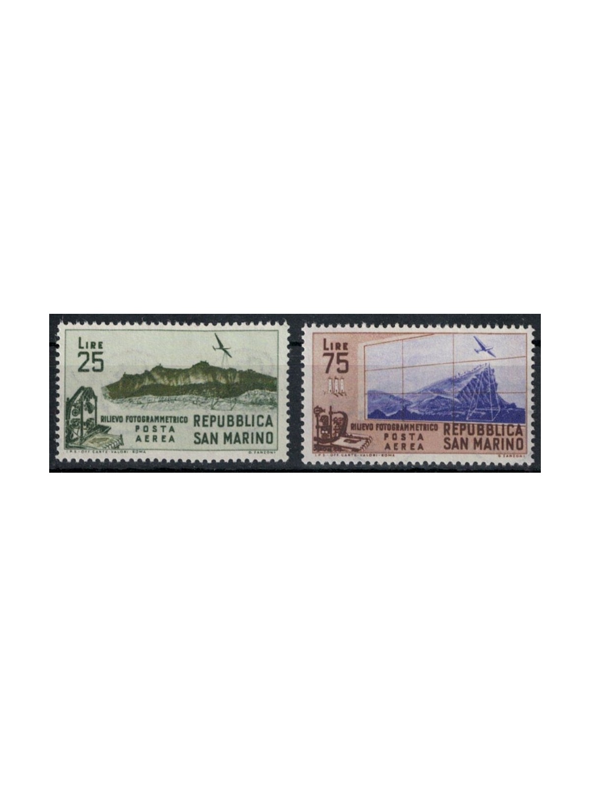 SAN MARINO 1952 Rilievo fotogrammetrico 2v MNH**