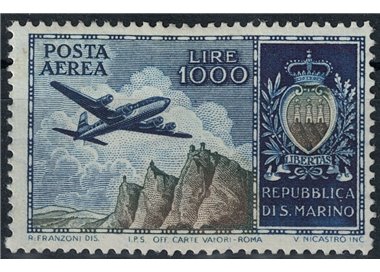 SAN MARINO 1954 Aereo e stemma (posta aerea) MNH**