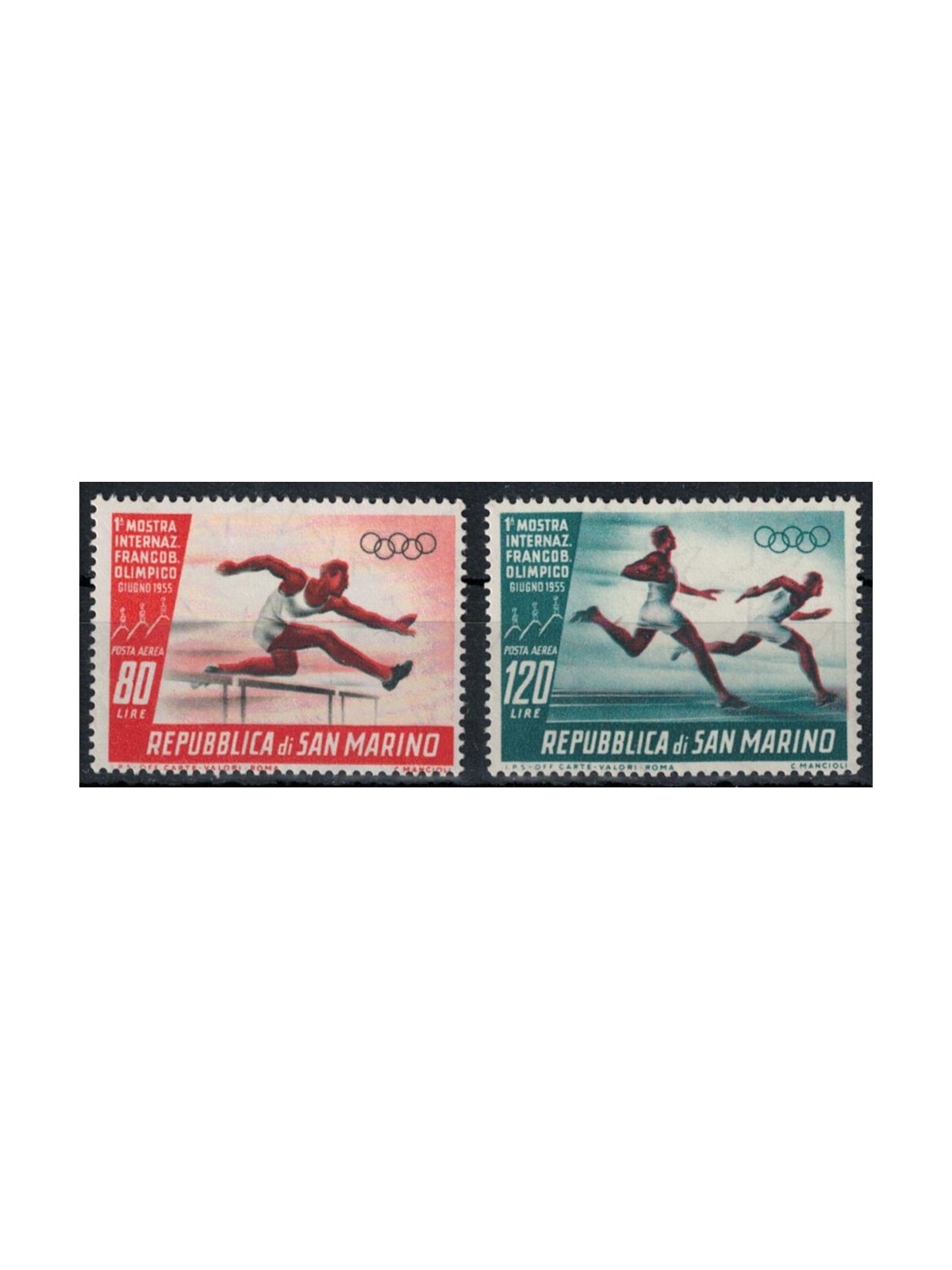 SAN MARINO 1955 Francobollo Olimpico (posta aerea) 2v MNH**