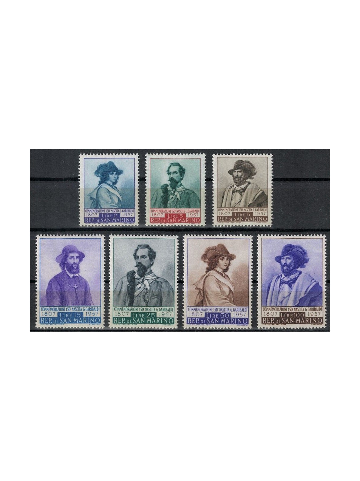 SAN MARINO 1957 Giuseppe Garibaldi 7v MNH**
