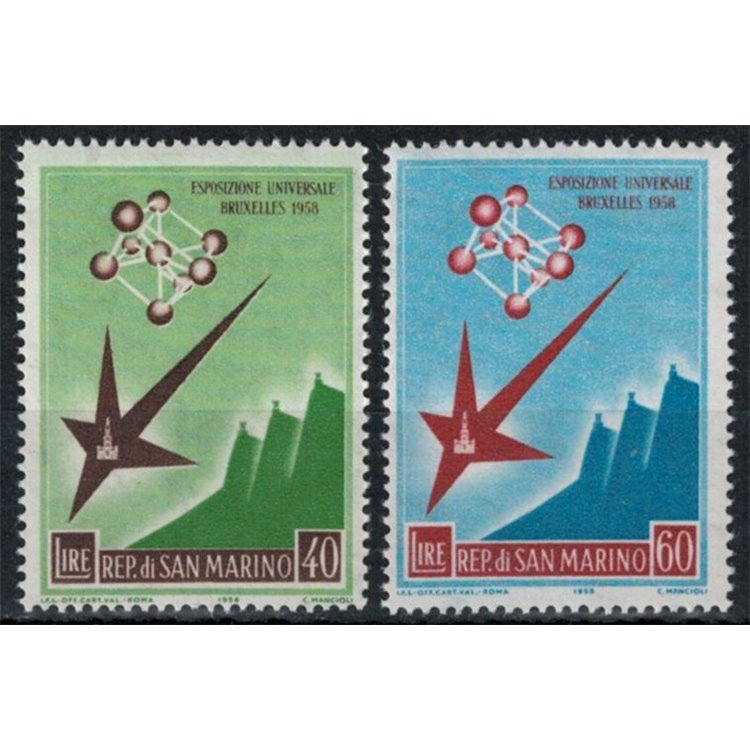 SAN MARINO 1958 Brussels Exhibition 2v MNH**