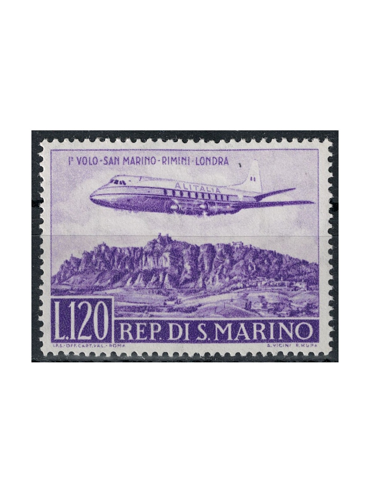 SAN MARINO 1959 Flight San Marino - Rimini - London MNH**