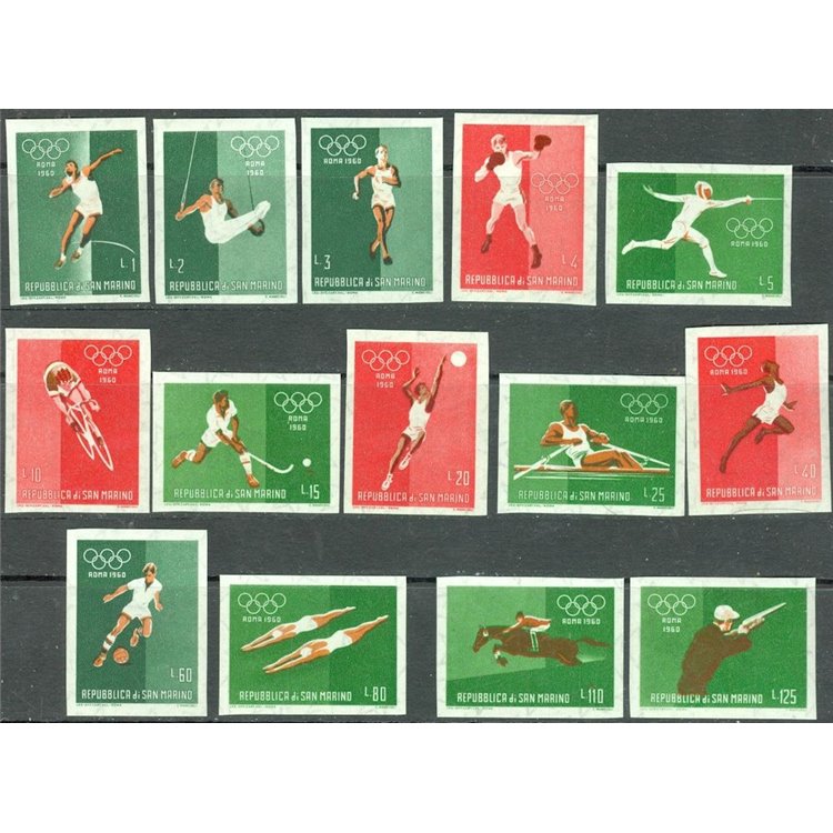 SAN MARINO 1960 Rome Olympics, imperforated 14v MNH**
