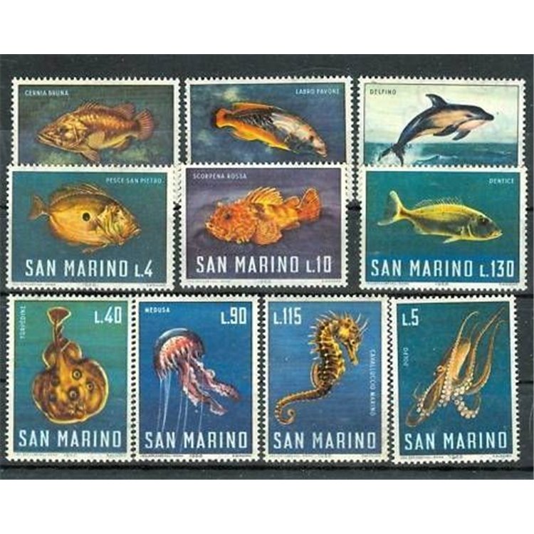 SAN MARINO 1966 Fauna marina 10v MNH**