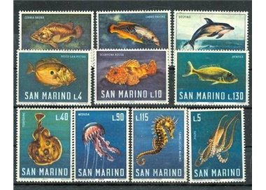 SAN MARINO 1966 Marine fauna 10v MNH**