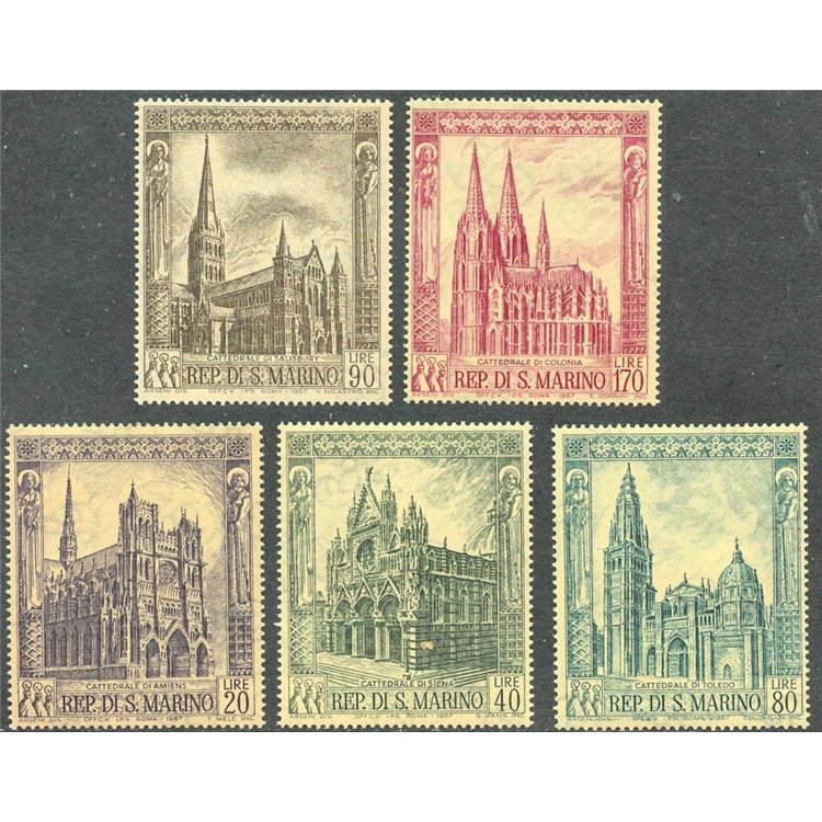 SAN MARINO 1967 Cattedrali gotiche 5v MNH**