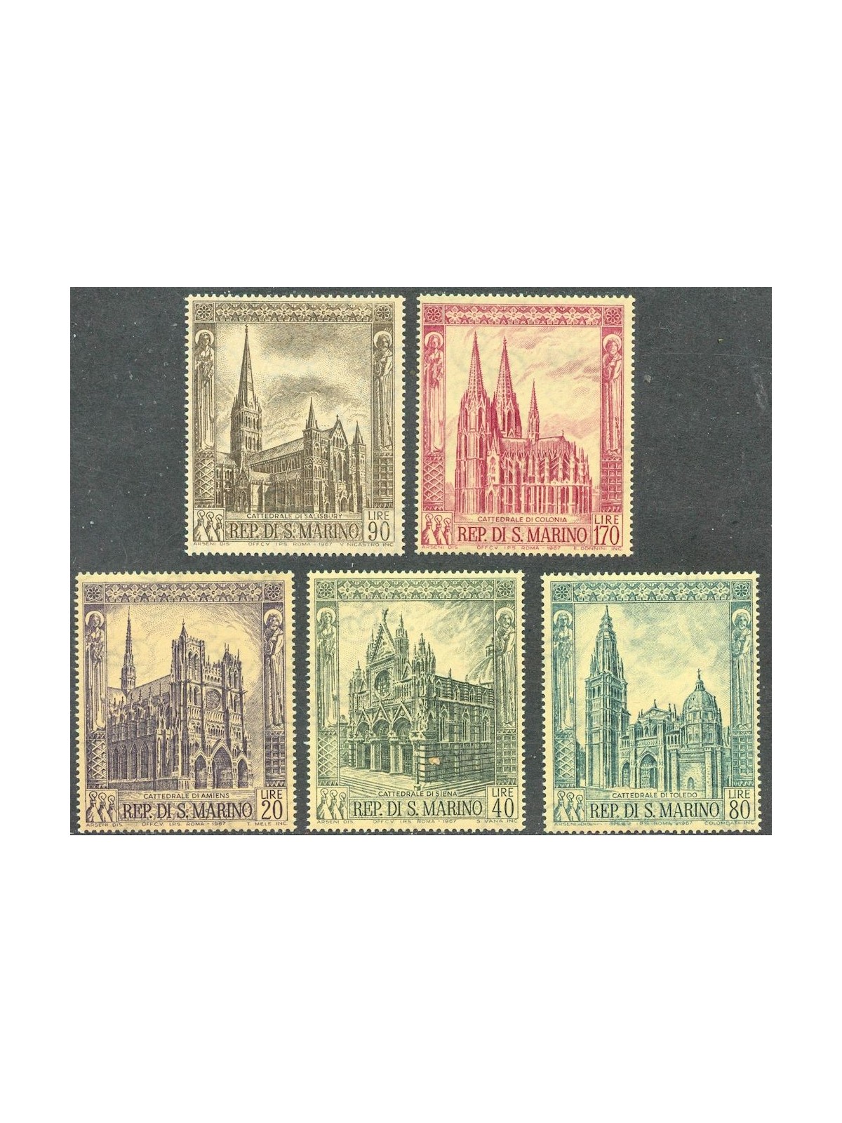 SAN MARINO 1967 Gothic Cathedrals 5v MNH**