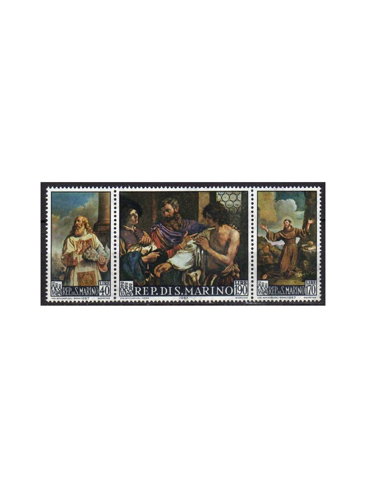 SAN MARINO 1967 Dipinti del Guercino 3v MNH**