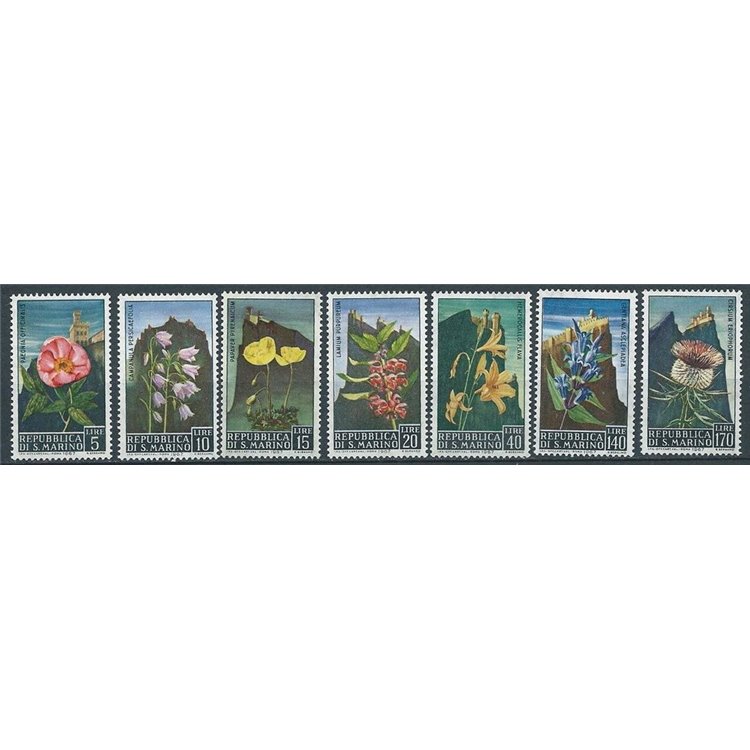 SAN MARINO 1967 Fiori, 3ª emissione 7v MNH**