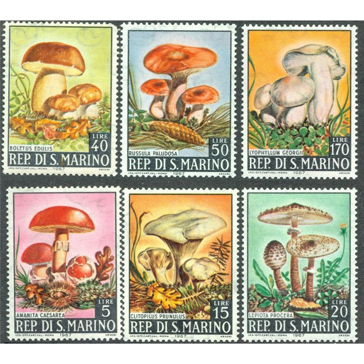 SAN MARINO 1967 Mushrooms 6v MNH**