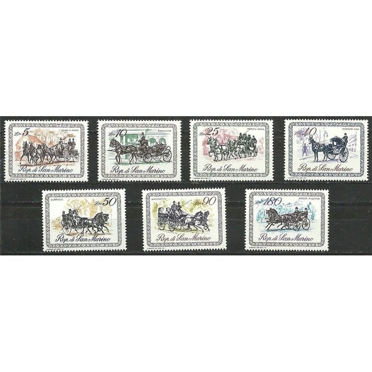 SAN MARINO 1969 Carrozze del 1800 7v MNH**
