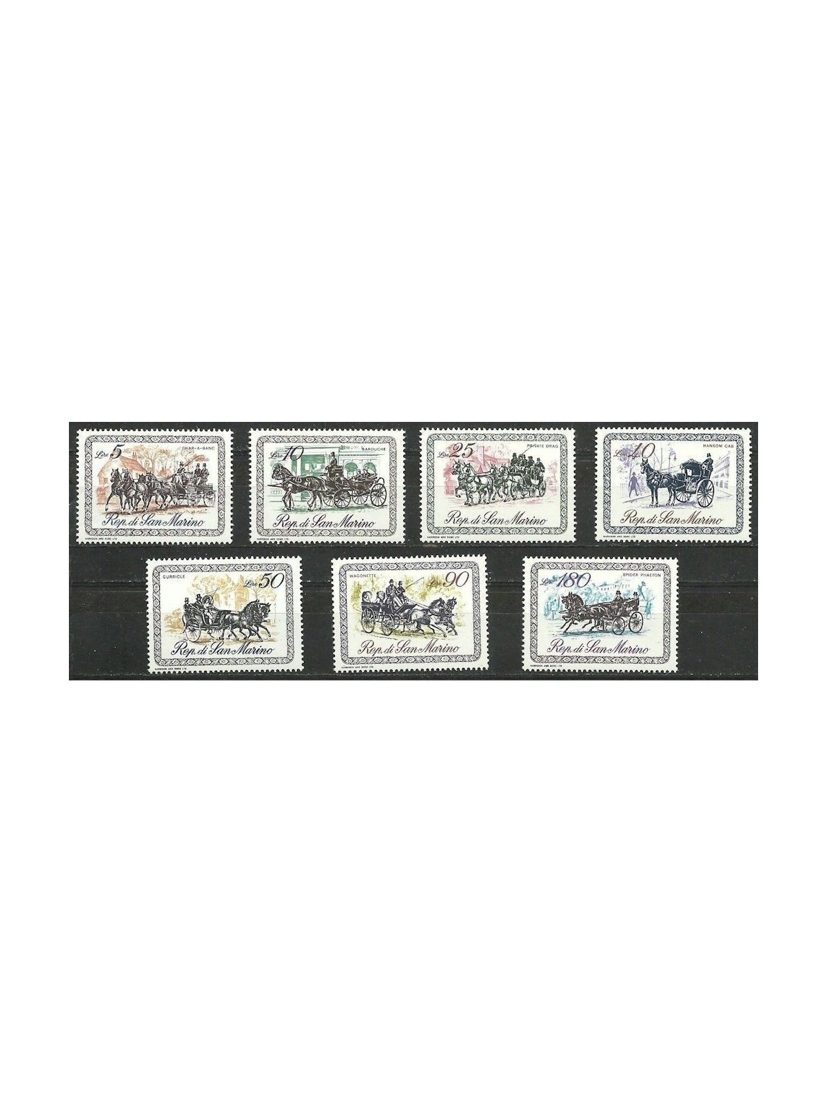 SAN MARINO 1969 Carrozze del 1800 7v MNH**