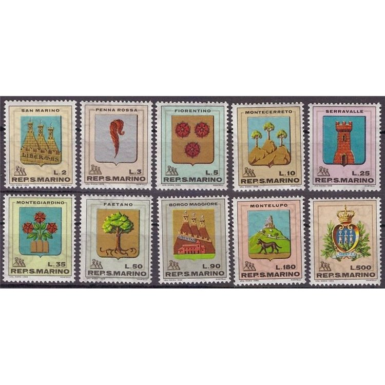 SAN MARINO 1968 Coats of arms 10v MNH**