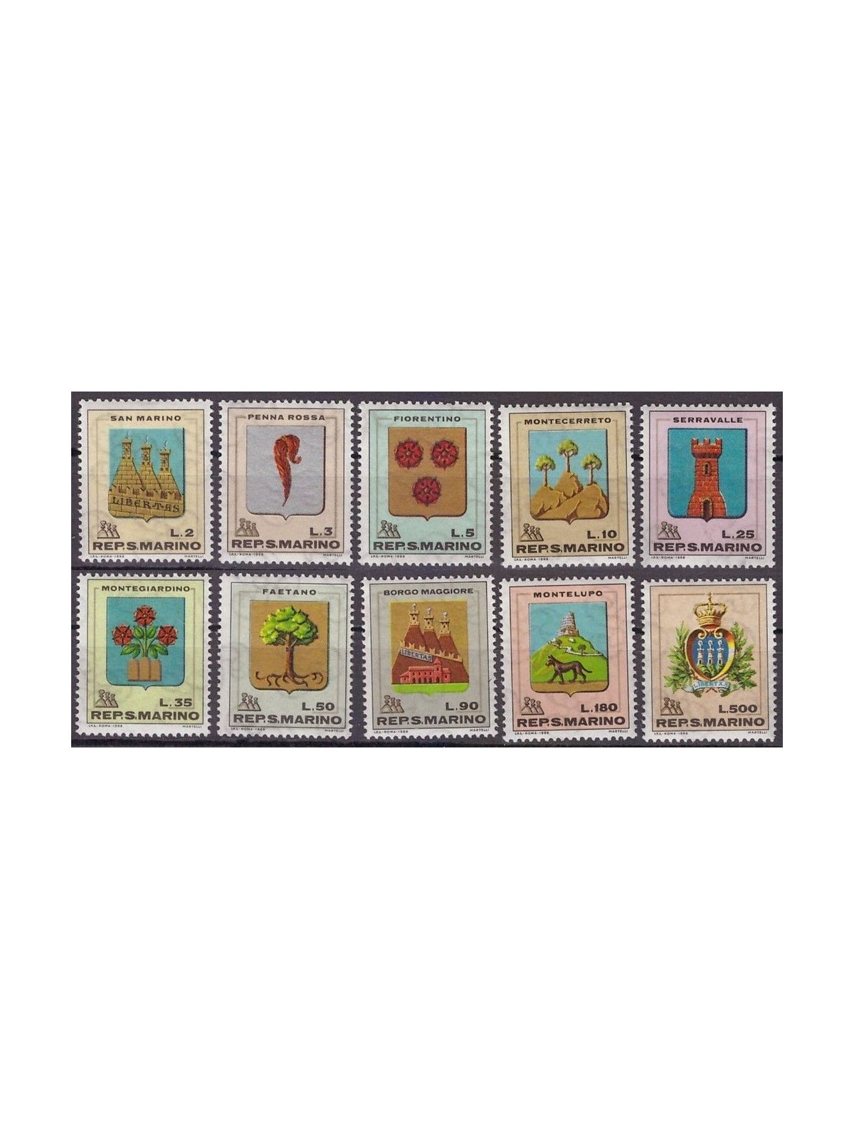 SAN MARINO 1968 Stemmi 10v MNH**