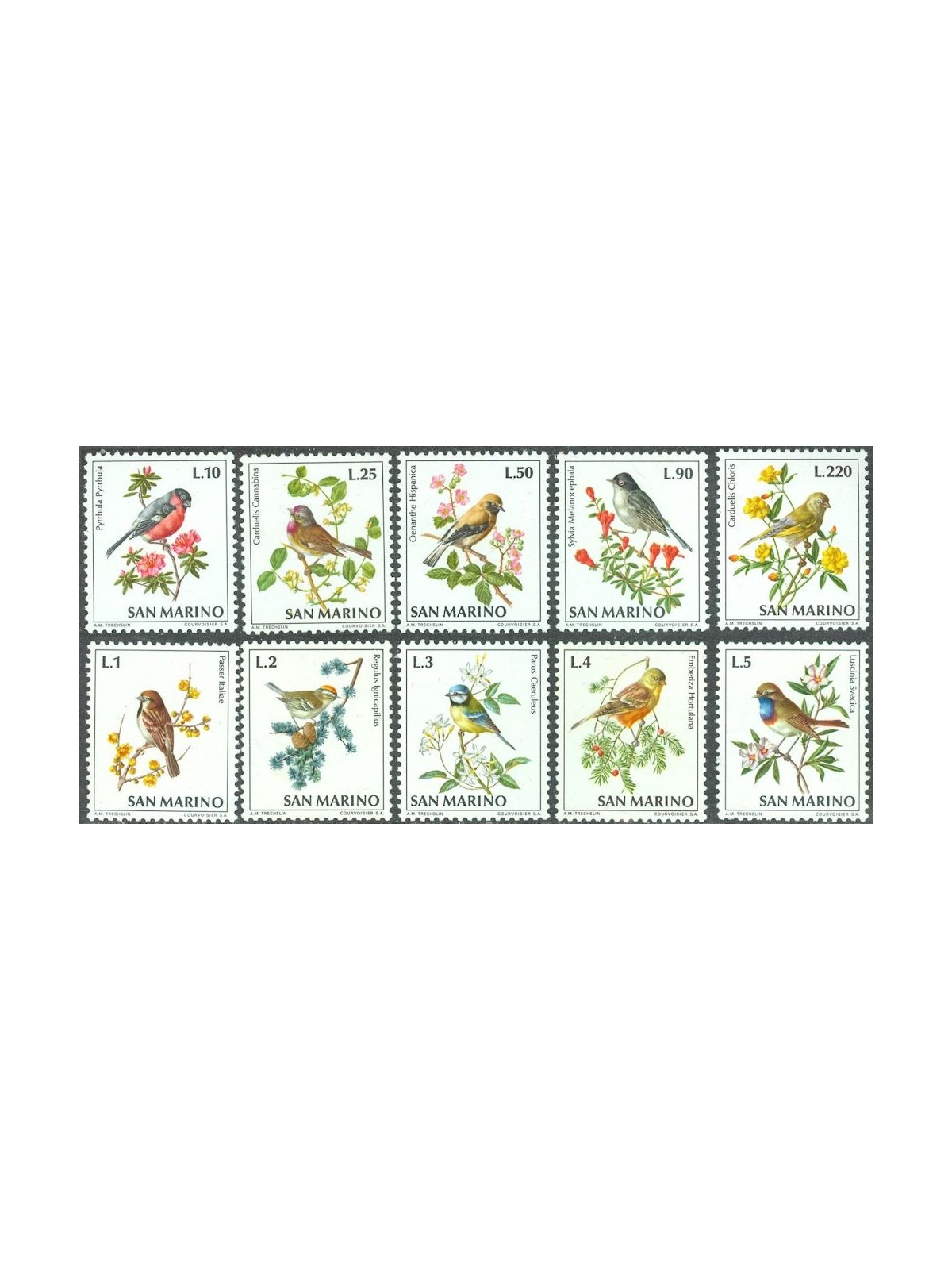 SAN MARINO 1972 Fauna avicola 10v MNH**