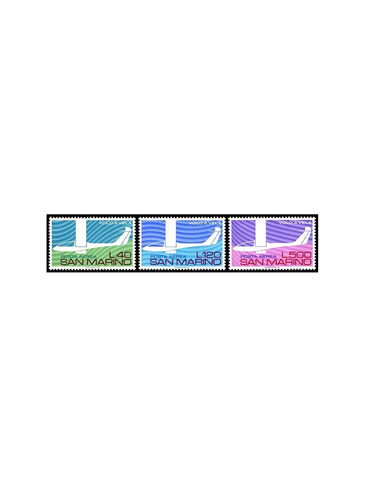 SAN MARINO 1974 Gliding flight (airmail) 3v MNH**