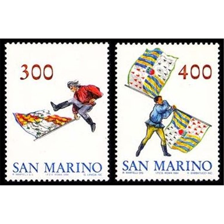 SAN MARINO 1984 Flag-wavers 2v MNH**