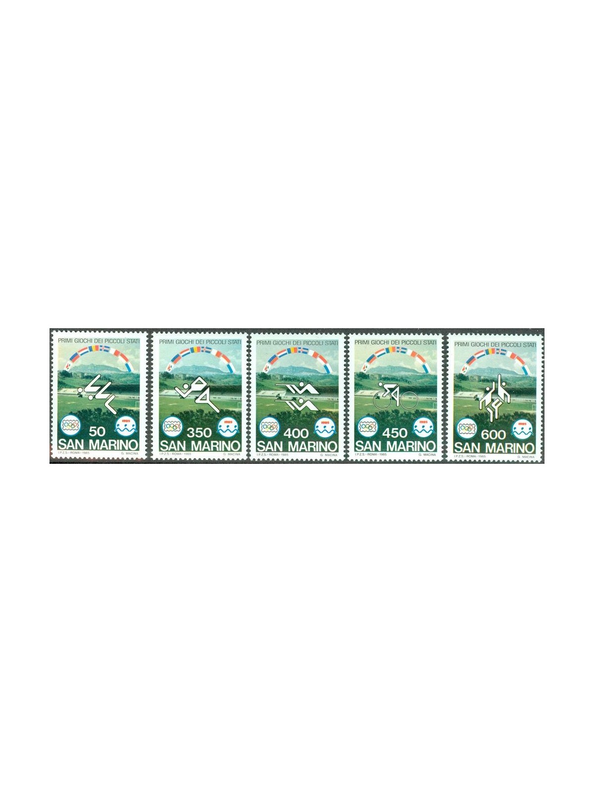 SAN MARINO 1985 Sports Games of the Small States 5v MNH**