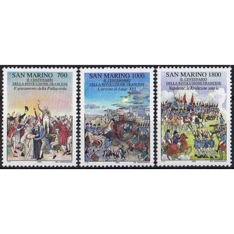 SAN MARINO 1989 French Revolution 3v MNH**