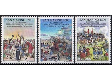 SAN MARINO 1989 French Revolution 3v MNH**