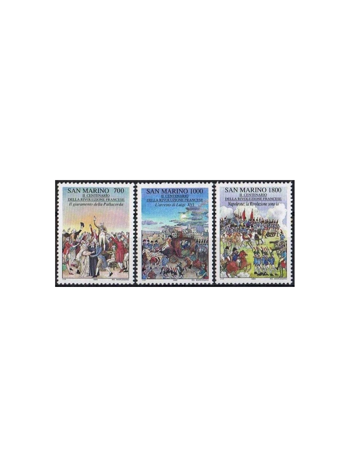 SAN MARINO 1989 French Revolution 3v MNH**