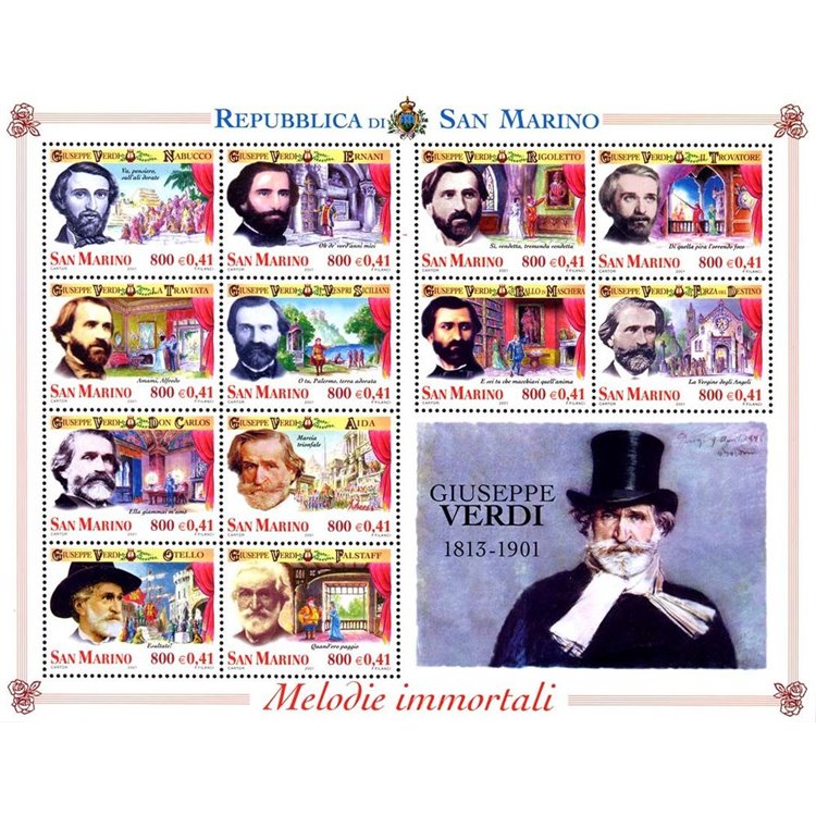 SAN MARINO 2001 Giuseppe Verdi s/s MNH**