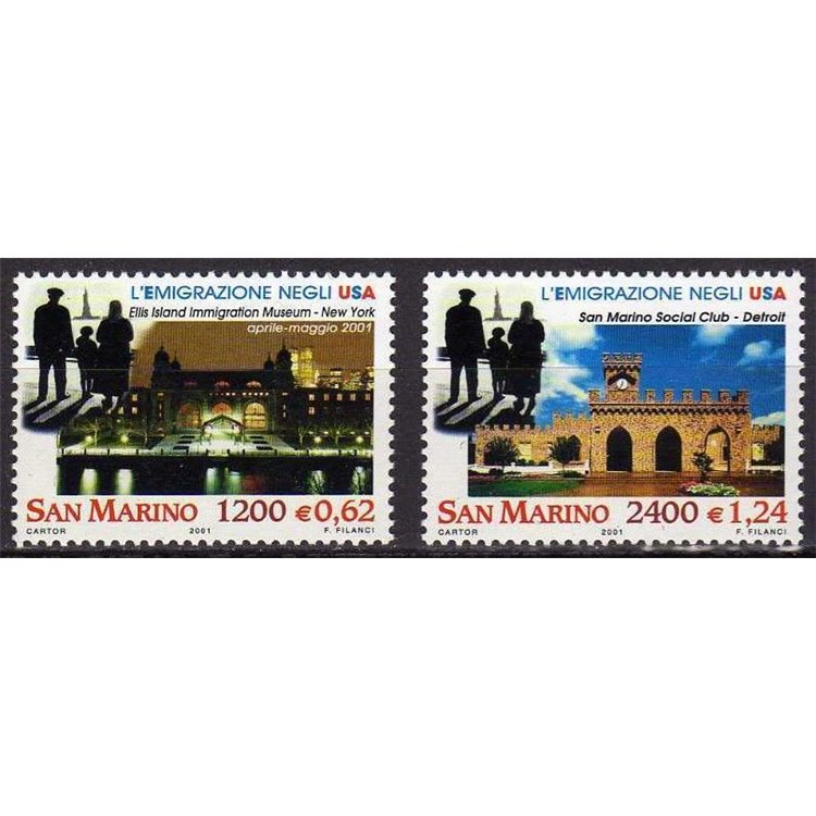SAN MARINO 2001 Emigrazione negli Usa 2v MNH**
