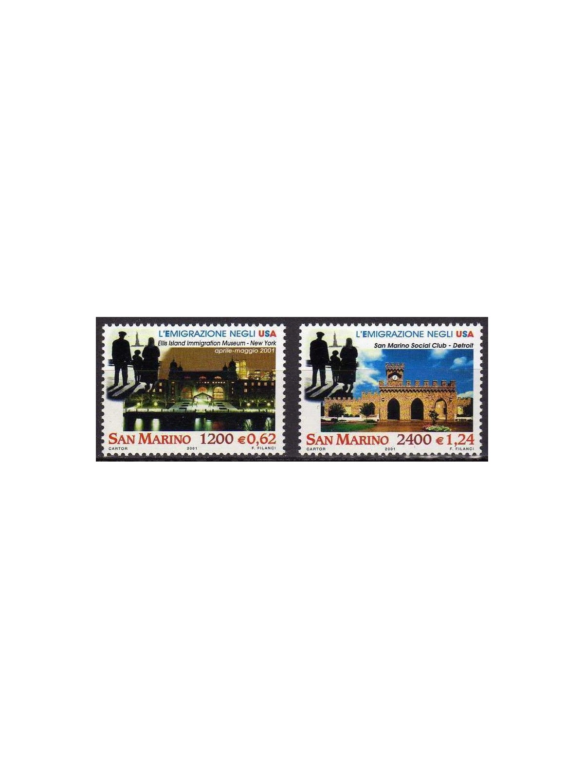 SAN MARINO 2001 Emigration to the USA 2v MNH**