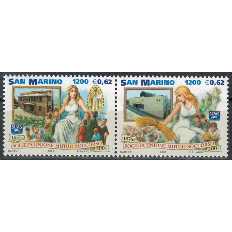 SAN MARINO 2001 Società Mutuo Soccorso 2v MNH**