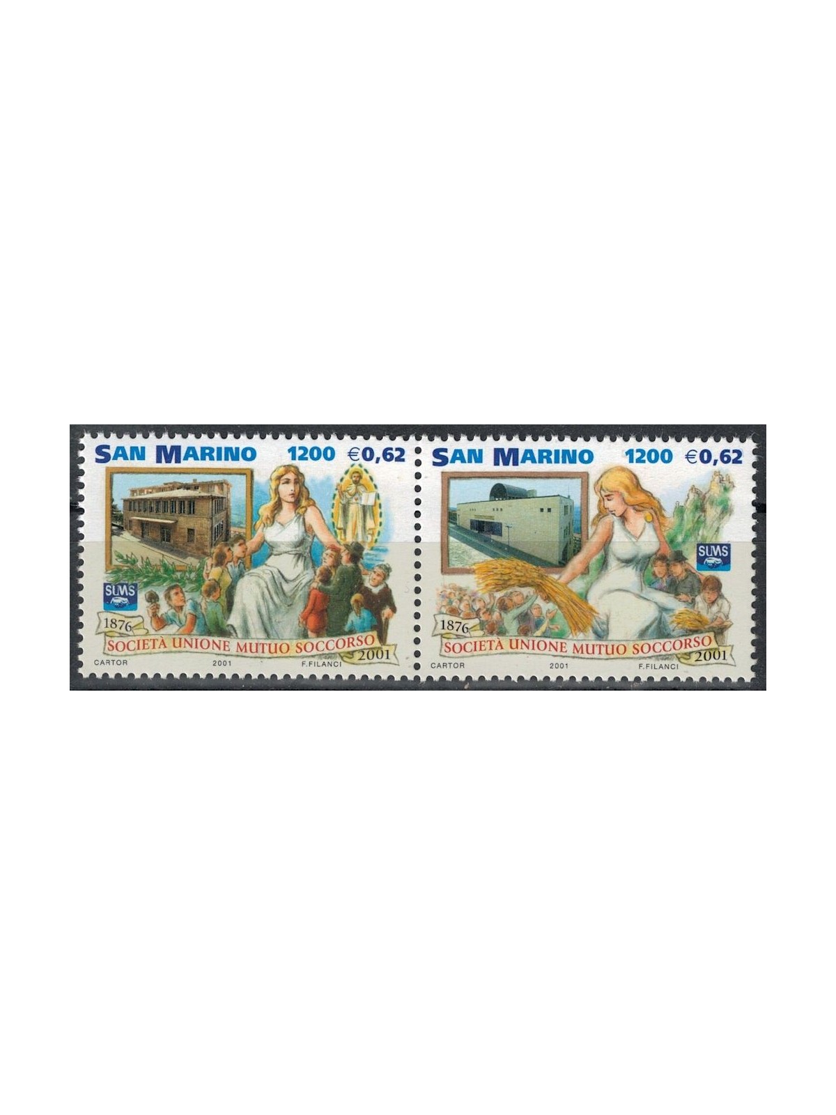 SAN MARINO 2001 Società Mutuo Soccorso 2v MNH**