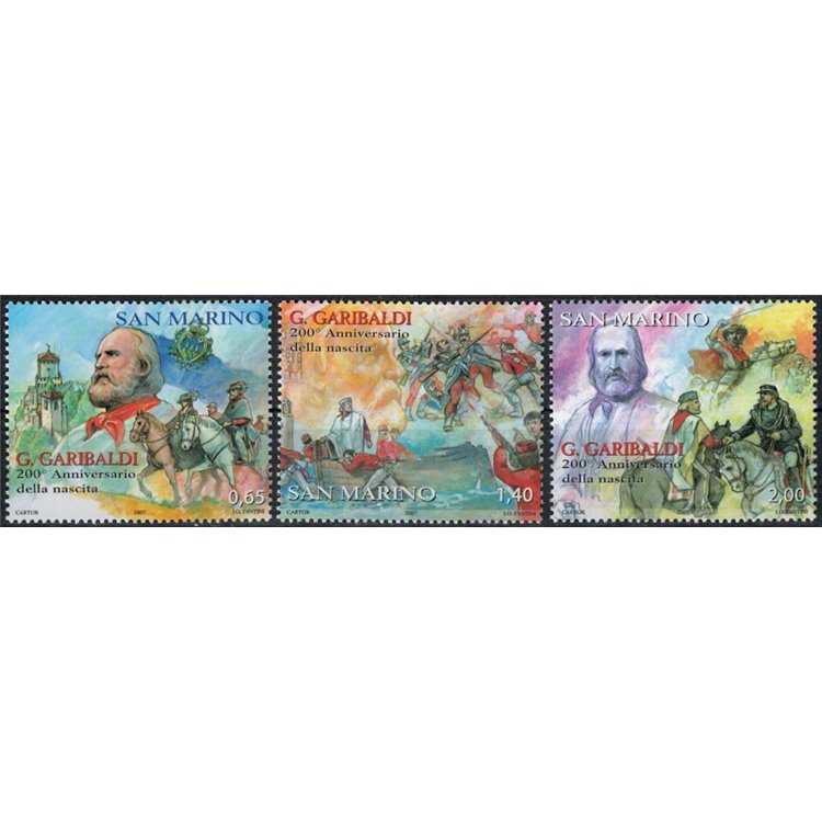 SAN MARINO 2007 Giuseppe Garibaldi 3v MNH**
