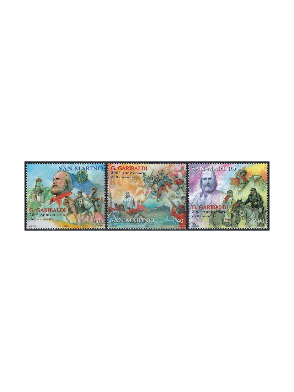 SAN MARINO 2007 Giuseppe Garibaldi 3v MNH**