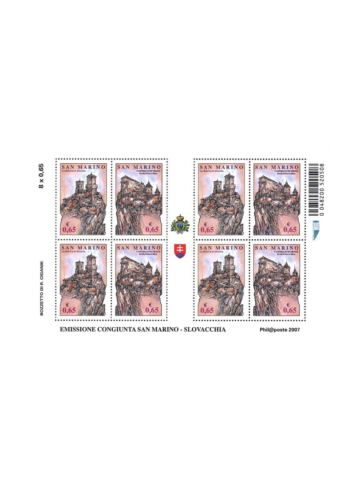 SAN MARINO 2007 Rocche di libertà BF MNH**