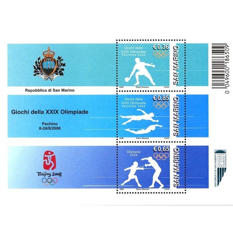 SAN MARINO 2008 Olympic Games s/s MNH**