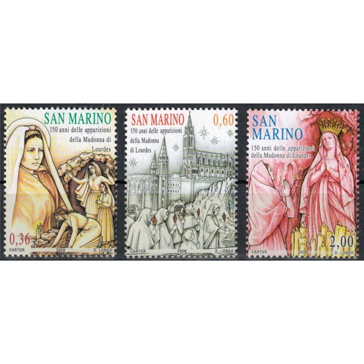 SAN MARINO 2008 Our Lady of Lourdes 3v MNH**