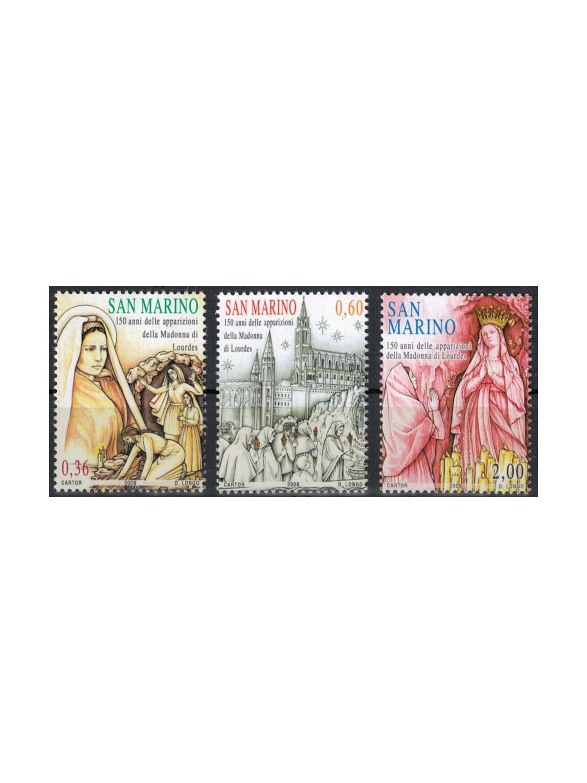 SAN MARINO 2008 Madonna di Lourdes 3v MNH**