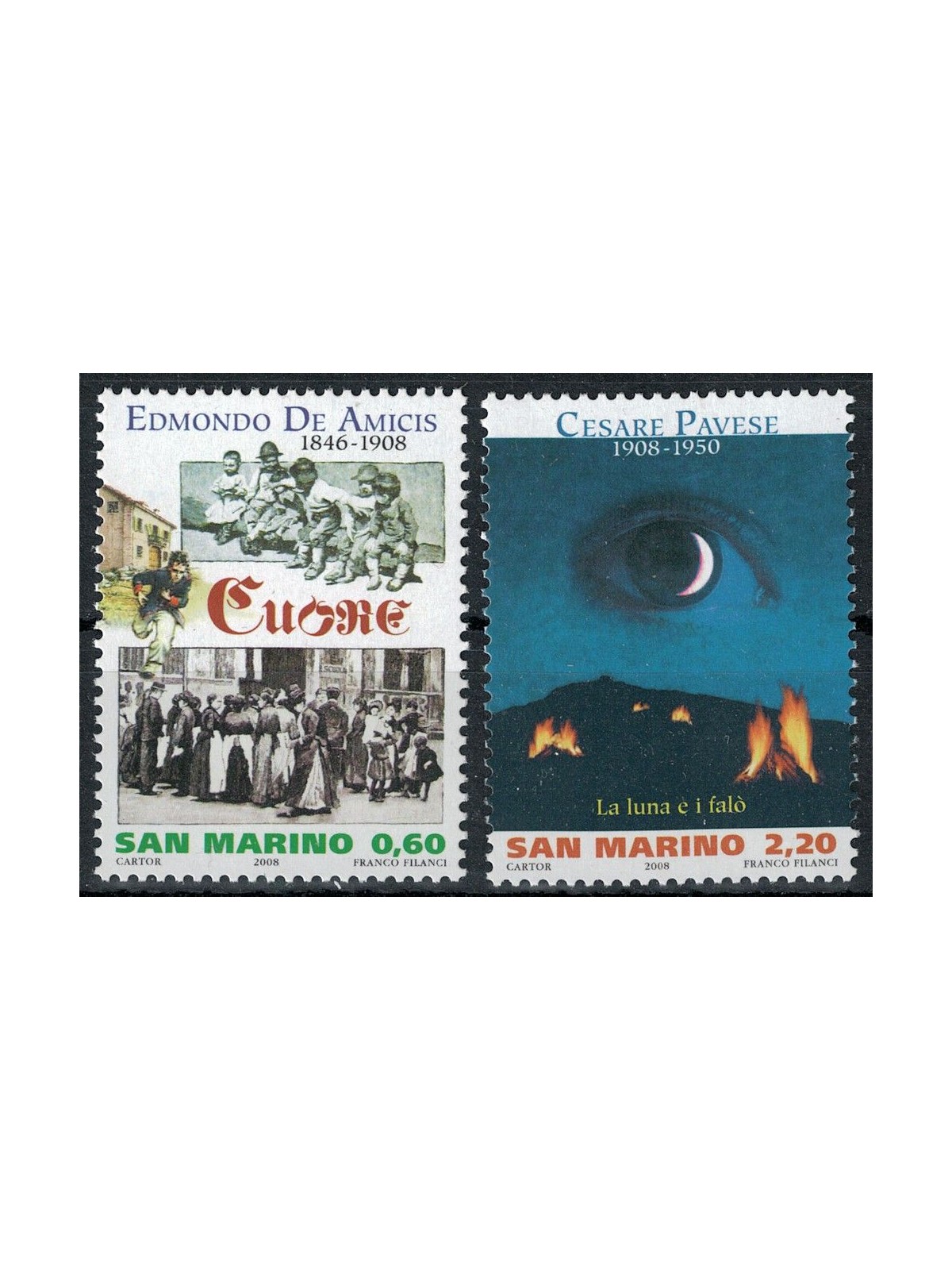 SAN MARINO 2008 Scrittori 2v MNH**
