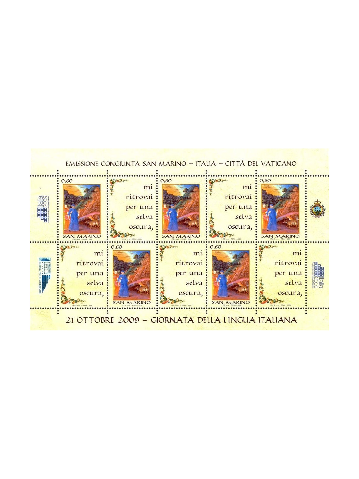 SAN MARINO 2009 Italian Language Day s/s MNH**