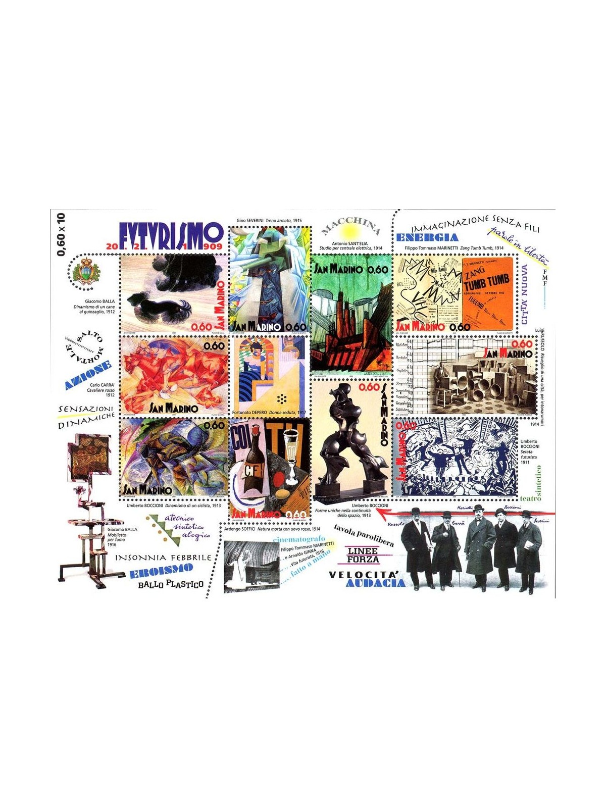 SAN MARINO 2009 Manifesto del Futurismo BF MNH**