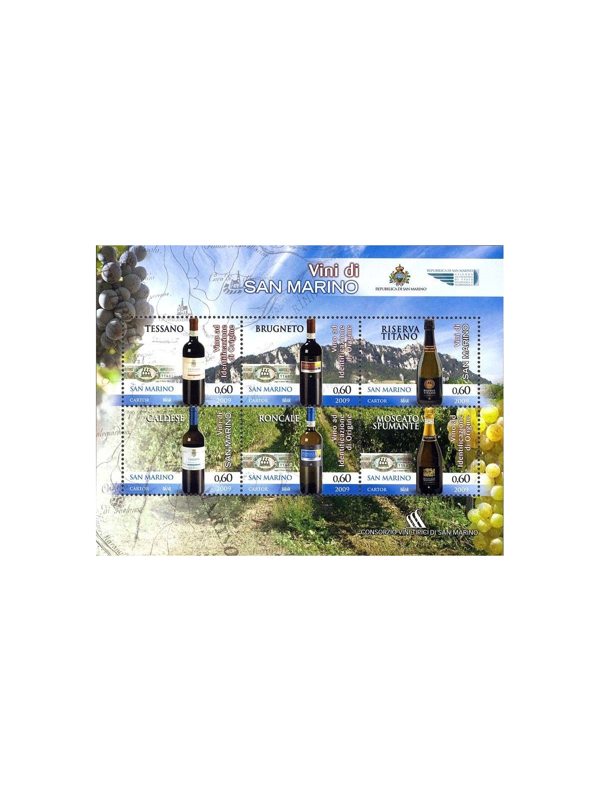 SAN MARINO 2009 Vini di San Marino BF MNH**