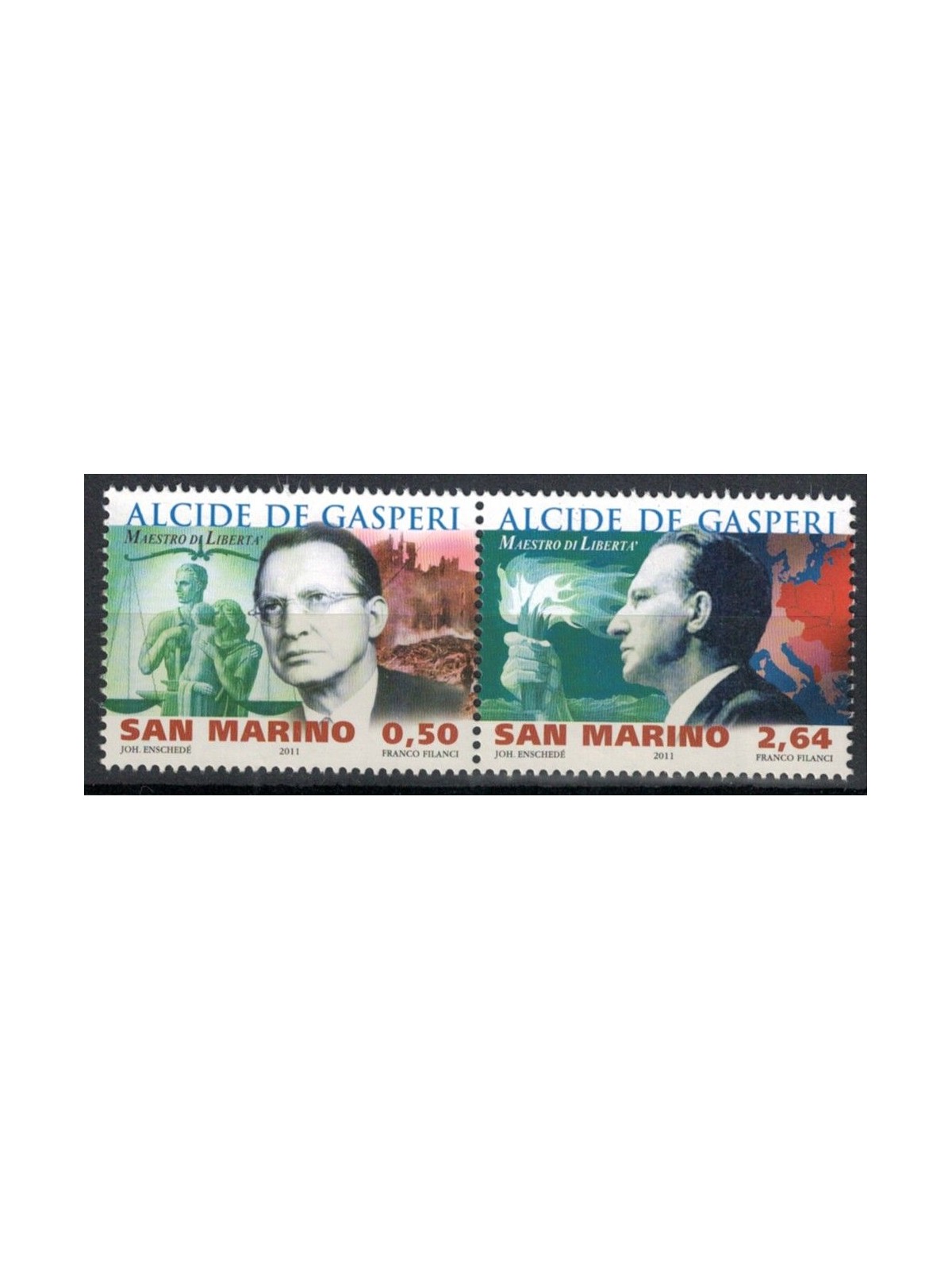 SAN MARINO 2011 Alcide De Gasperi 2v MNH**