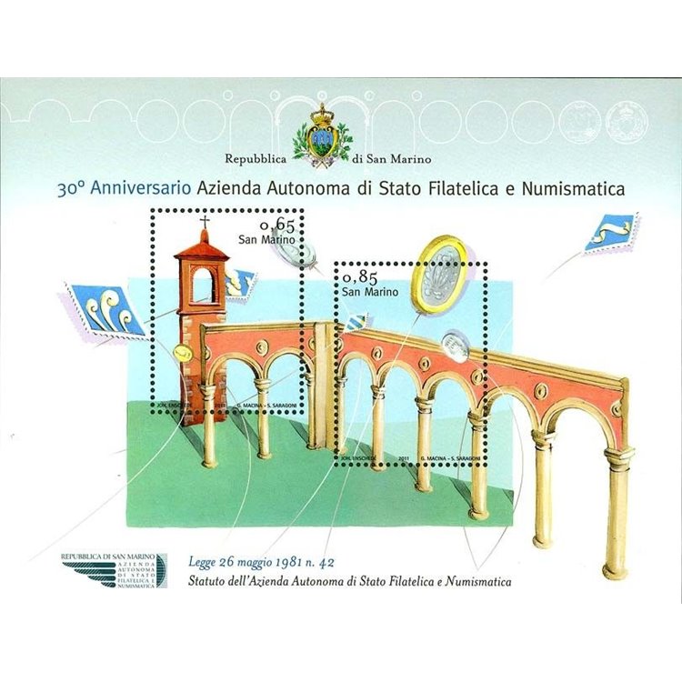 SAN MARINO 2011 Azienda Autonoma di Stato Filatelica BF MNH**
