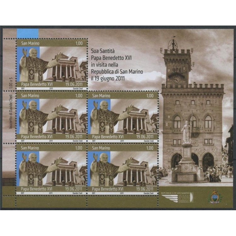 SAN MARINO 2011 Visita del Papa BF MNH**