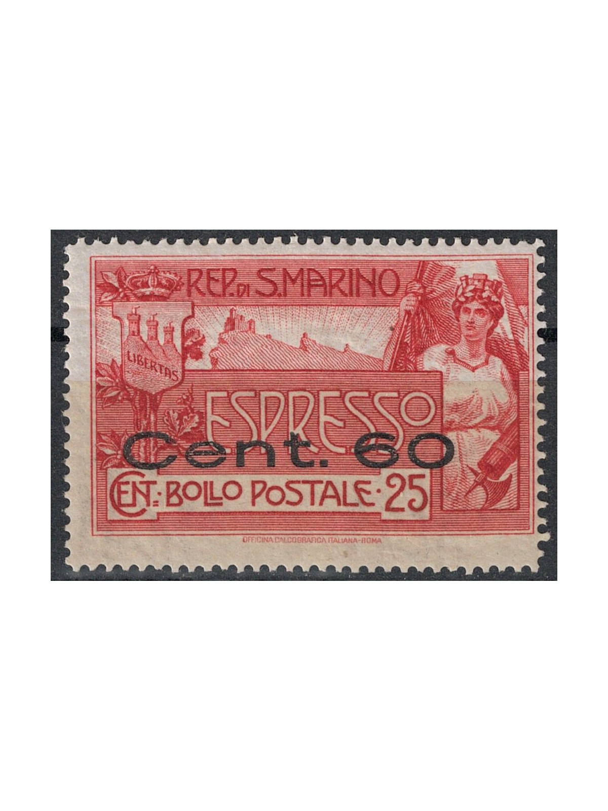 SAN MARINO 1923 Espresso overprinted MH*
